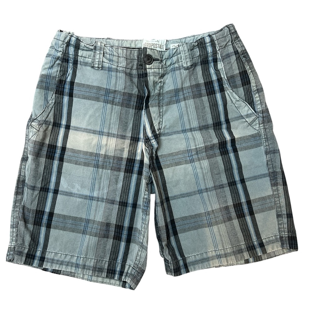 AEROPOSTALE Blue and Gray Flat Front Shorts Size 30